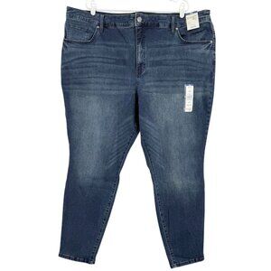 Terra & Sky Women's Stretch High Rise Core Skinny Dark Blue Jeans Plus 26W NWT